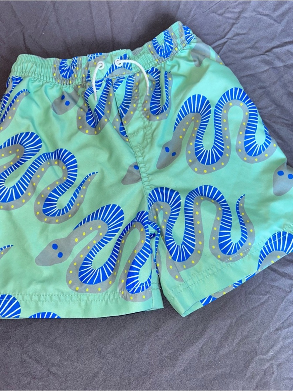 Tea Collection Mint Green & Blue Snake Print Swim Trunks